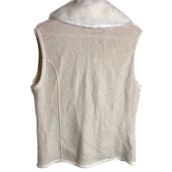 LISA INTERNATIONAL 100% Boiled Wool Vest Removable Fur Collar Sz XL - Picture 2 of 7